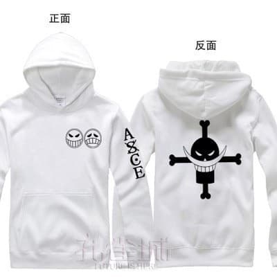 Moletom One Piece Anime Ace Barba Branca Blusa de Frio Canguru Casaco