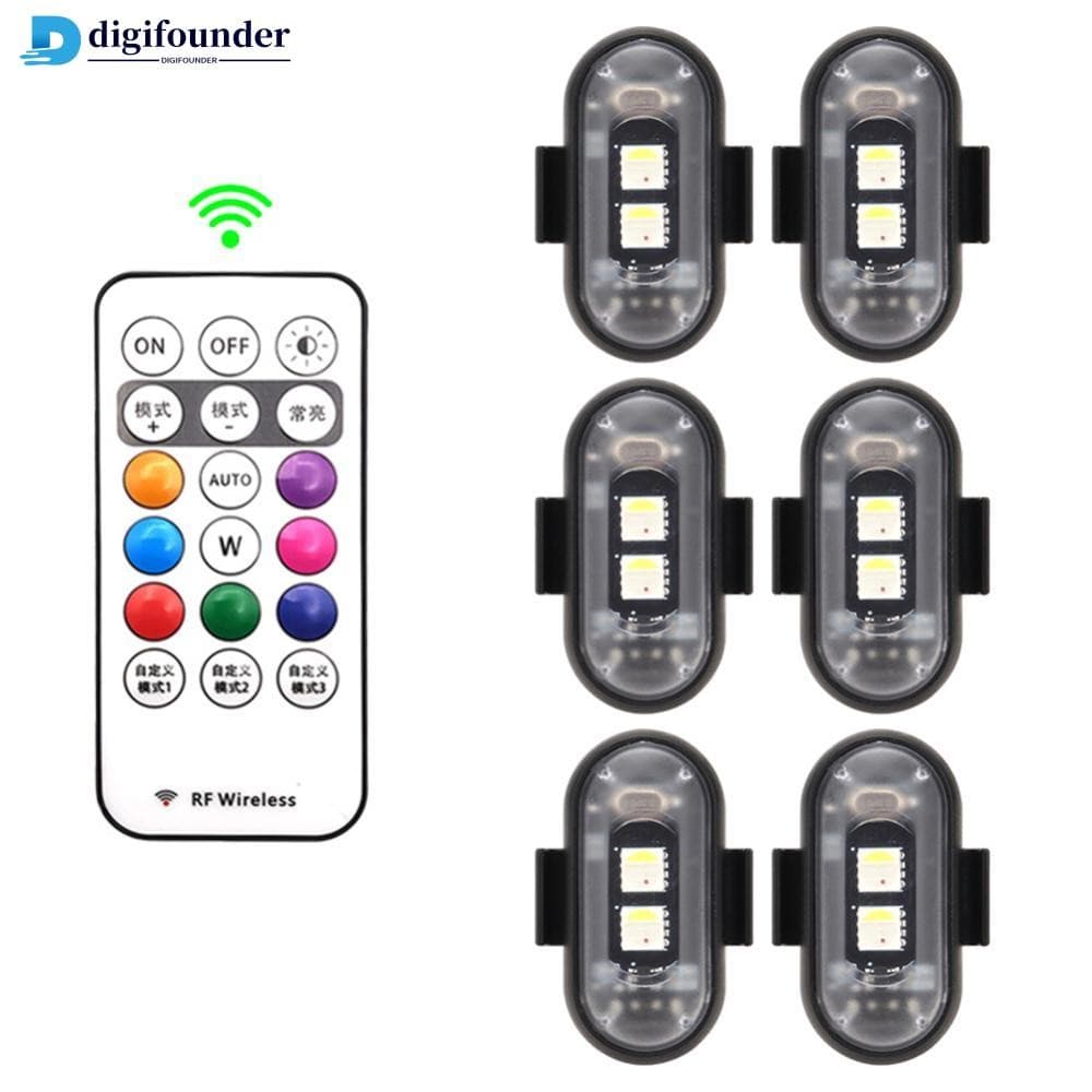 Codefgf-Universal Motocicleta RGB LED Luzes Estroboscópicas Com Controlador Luz De Sinal Flash Posição Sem Fio De Advert