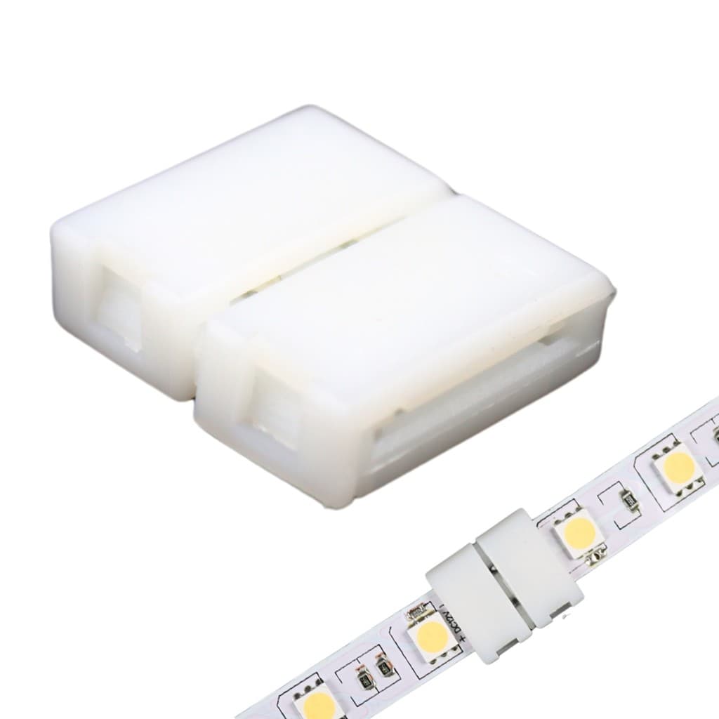 Kit 7 Emendas Brancas Retas p/Fita LED 5050 12V 10mm 2 Vias