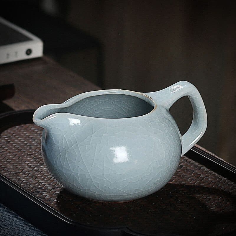 Ru kiln tea set fada cup Ru kiln tea set acessórios chá s Ru kiln fair cup Ru kiln tea set acessórios chá Ru kiln tea set chá de marisco Conjunto de chá de grande capacidade Resistente ao calor Chávena macho Open Slice fair cup Single 2.18