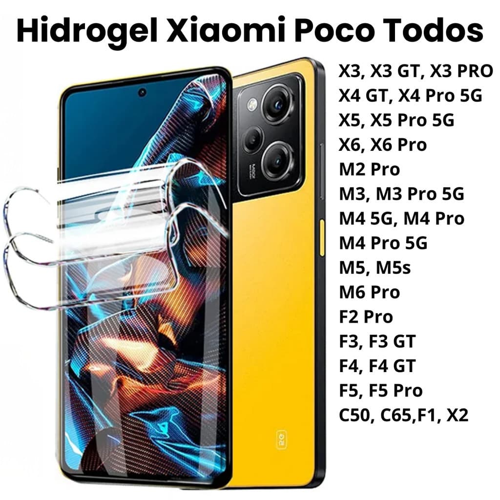 Película De Hidrogel Para Xiaomi POCO F6, X6, X5 Pro, X3, NFC, X4, GT, M5, M4, M6 Pro, F4, F3, C65