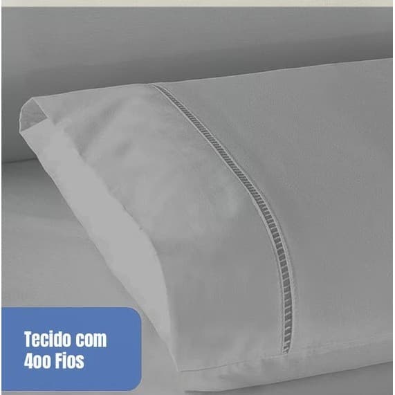 Par de Fronha 400 Fios Ponto Palito Cinza