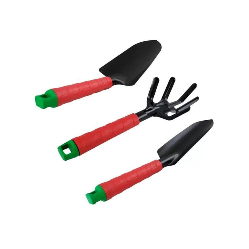 CONJUNTO DE FERRAMENTAS PARA CULTIVO 3 PECAS VERMELHO