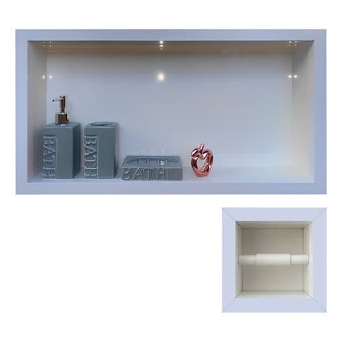 Kit 1 Nicho Branco Banheiro E 1 Porta Papel Higiênico Simples Porcelanato