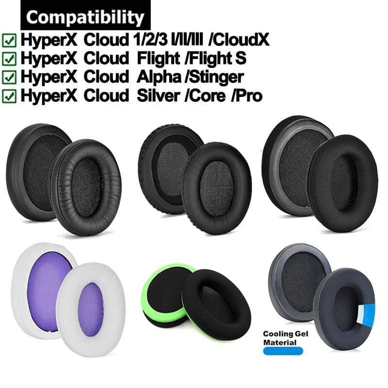 1 Par De Earpad Para HyperX Cloud 1 2 3 I II III/X CloudX/Vôo S/Alfa/Stinger/Silver/Core/Pro Almofada De Fone De Ouvido Esponja