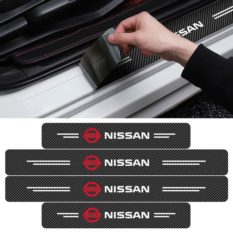 Adesivo De Proteção De Soleira De Porta De Fibra rbon 4 Peças Acessórios De Carro Para Nissan Tiida Teana ALTIMA SYLPHY