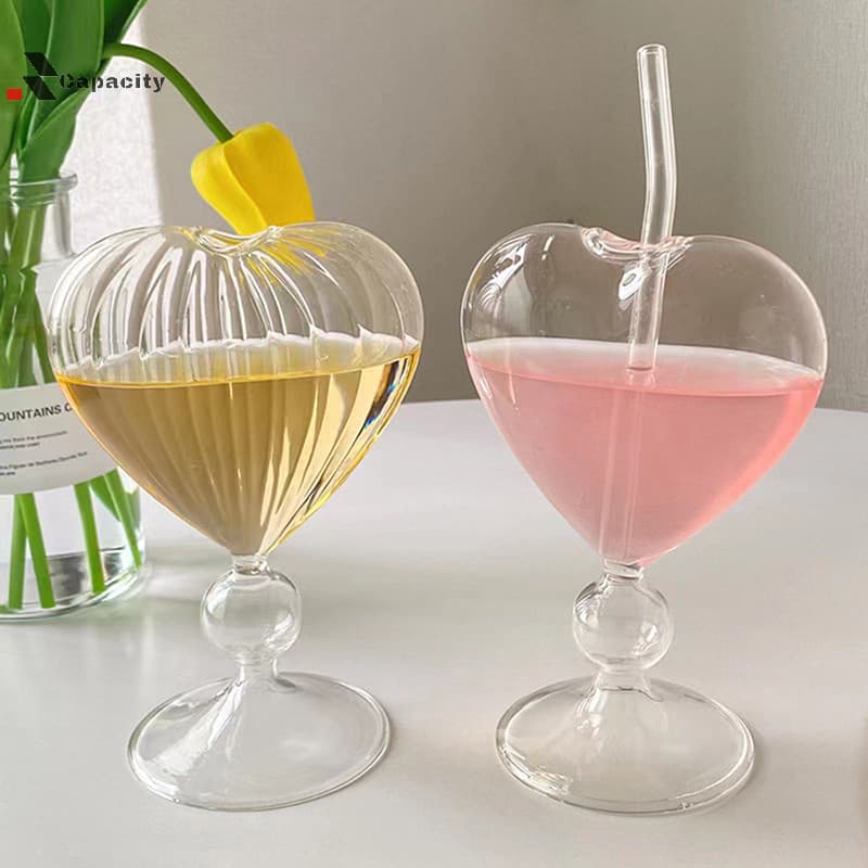Capacidade Coração Amor Em Forma De Caneca De Vidro Casal Copos Pássaro E Vários Cocktail Copo Chá Cerveja Canecas Leite