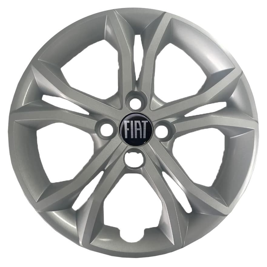 Calota Fiat Argo Cronos Aro 15 p/ cubo alto Prata c/ adesivo preta.