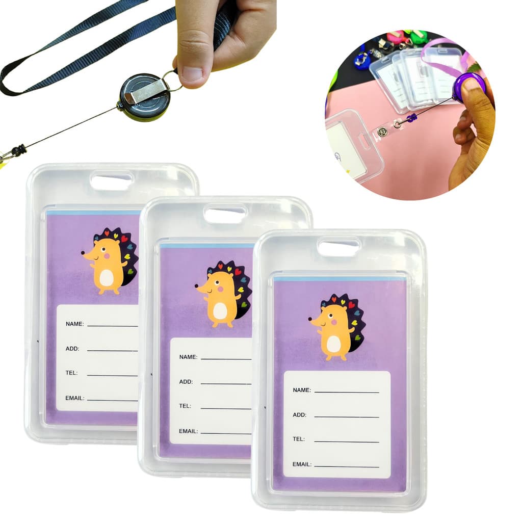 Kit 3 Uni Suporte Para Crachá Com Cordão E Roller Clipe Retrátil