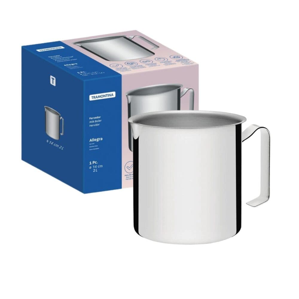 Fervedor Leiteira Indução Tramontina Allegra em Aço inox e Cabo de Inox 14 cm 2 L Prático