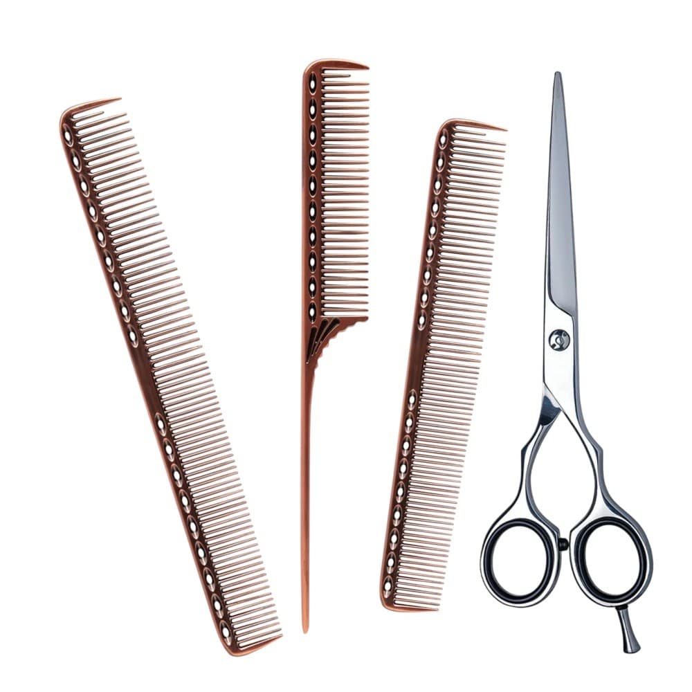 Tesoura Profissional 7' Fio Navalha+3 Pente Metal Pro Vertix