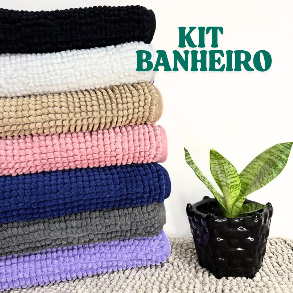 Kit Tapete Banheiro 40cmx60cm Antiderrapante Luxo Várias Cores