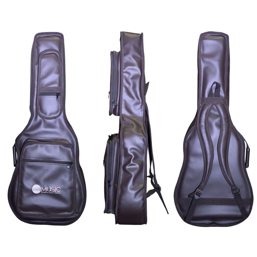 CAPA P/ VIOLÃO CLÁSSICO PREMIUM COURO "AMS" MARROM