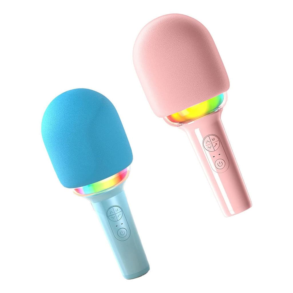 Microfone Bluetooth Infantil com LED Colorido e Efeitos de Voz