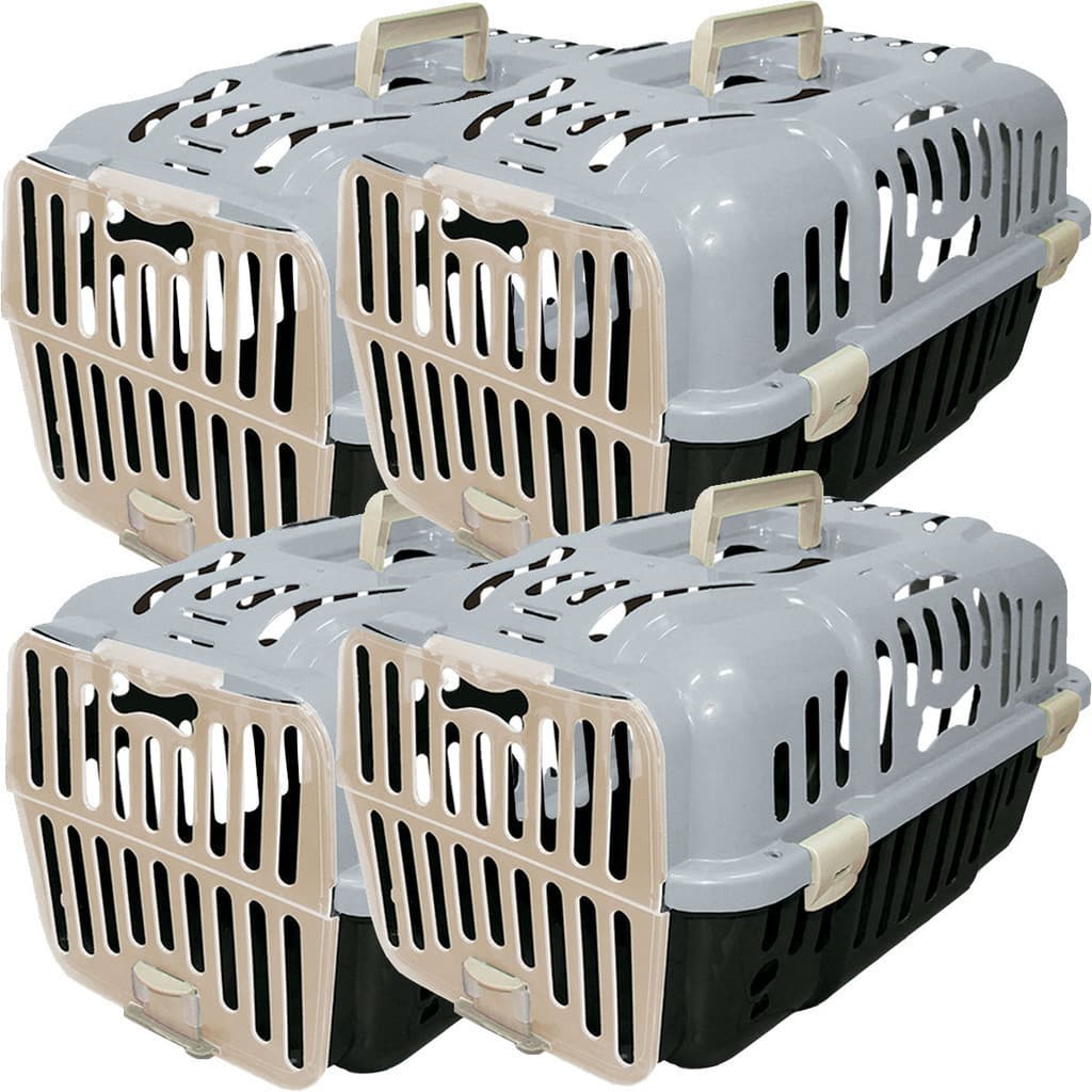 Kit 4 Caixas de Transporte Viagem Passeio Cachorro Cães Joy N1 Cinza Furacão Pet