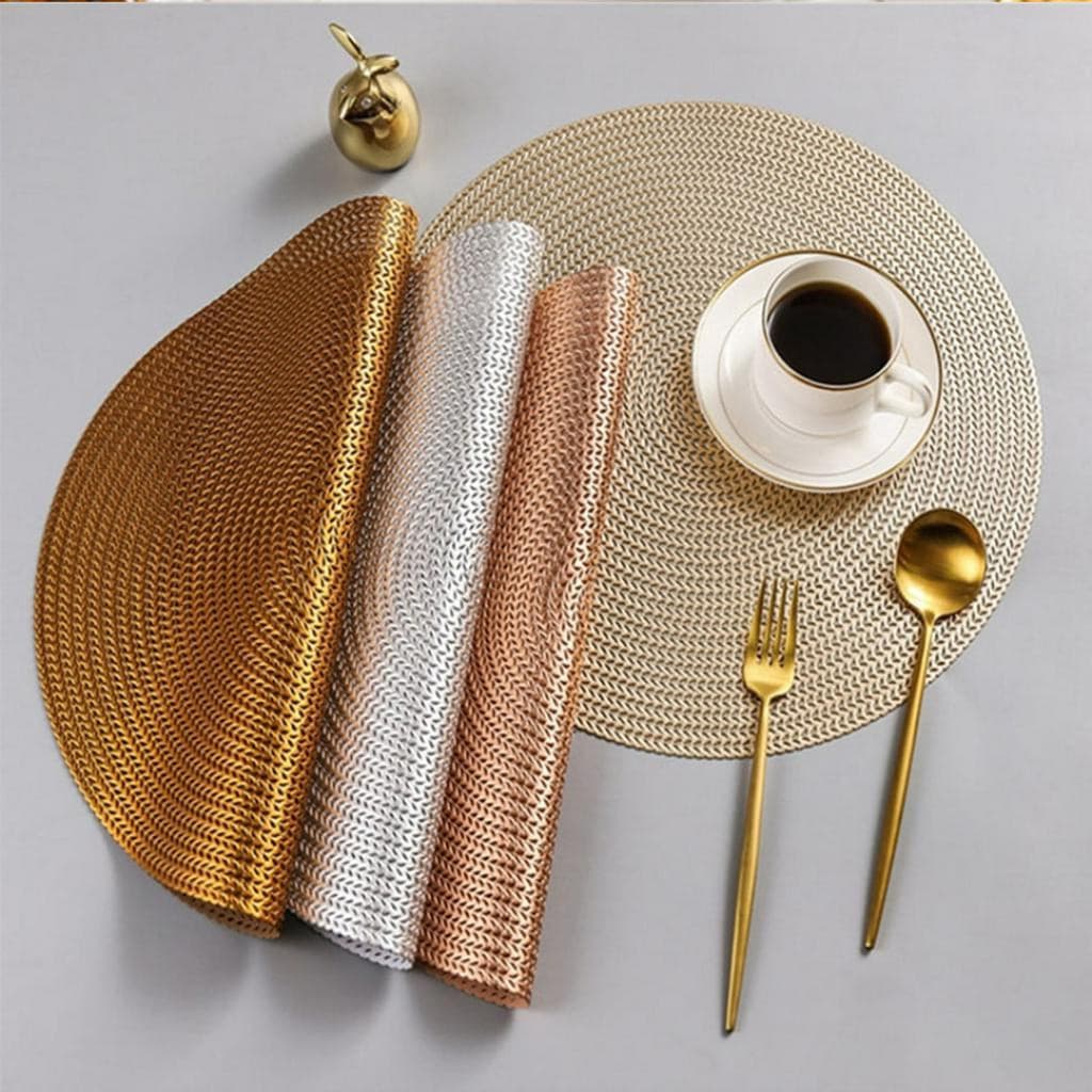 Jogos americanos De Mesa Posta Redondo luxuoso Dourado Rose Prata