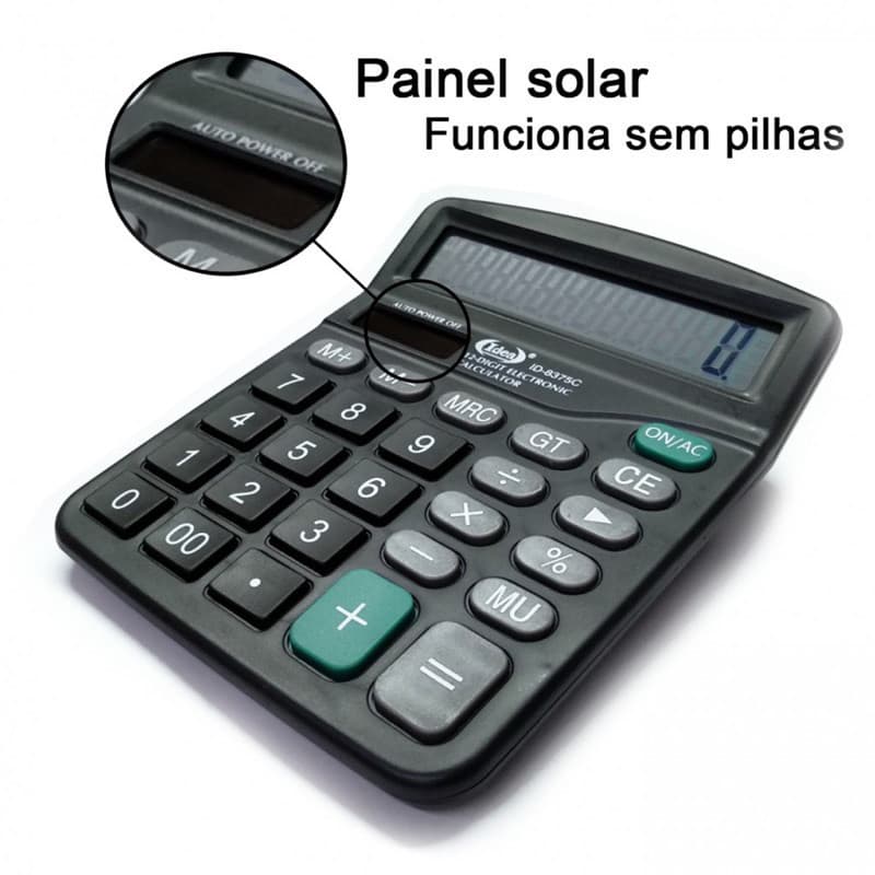 Calculadora De Mesa Eletrônica ID-8375C Idea 12 Dígitos Solar