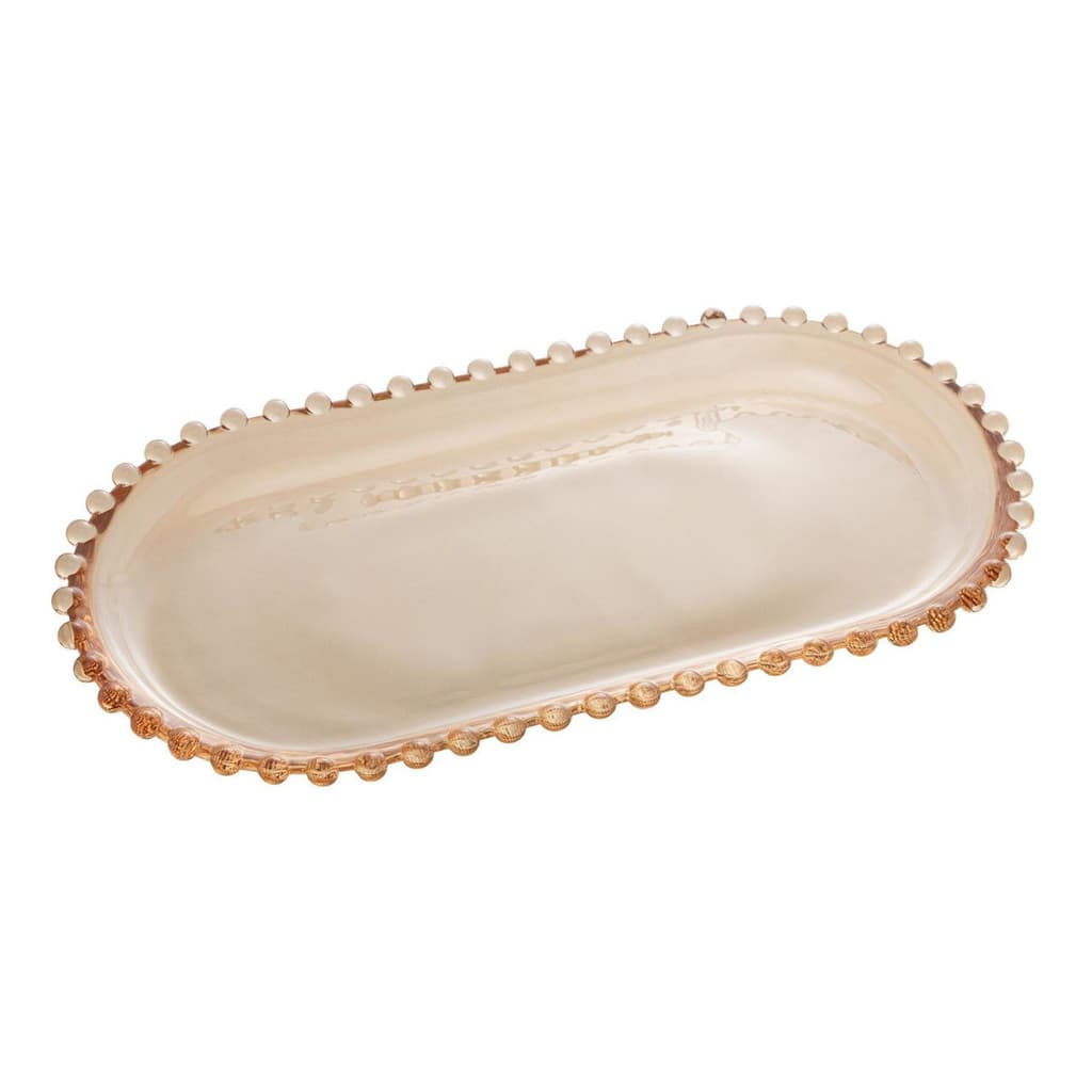 Travessa Oval para Rocambole e Doces Pearl De Cristal Âmbar