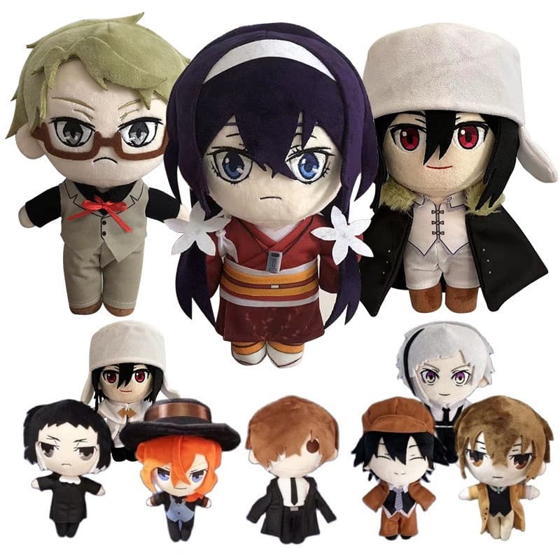20cm Anime Bungo Stray Dogs Edogawa Rampo Boneca De Pelúcia Dazai Osamu Nakahara Chuuya Nakajima Atsushi Stuffed Plushi