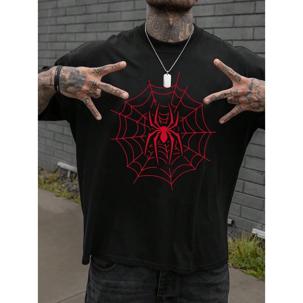 2026 Nova Camiseta Masculino Feminino Oversized Homem Aranha Teia Camisa     100%  Top Premium
