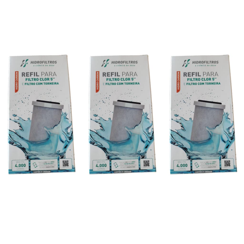 Kit 03 Un Refil Origin P/filtros Hidrofiltros Pou 5 80l/h