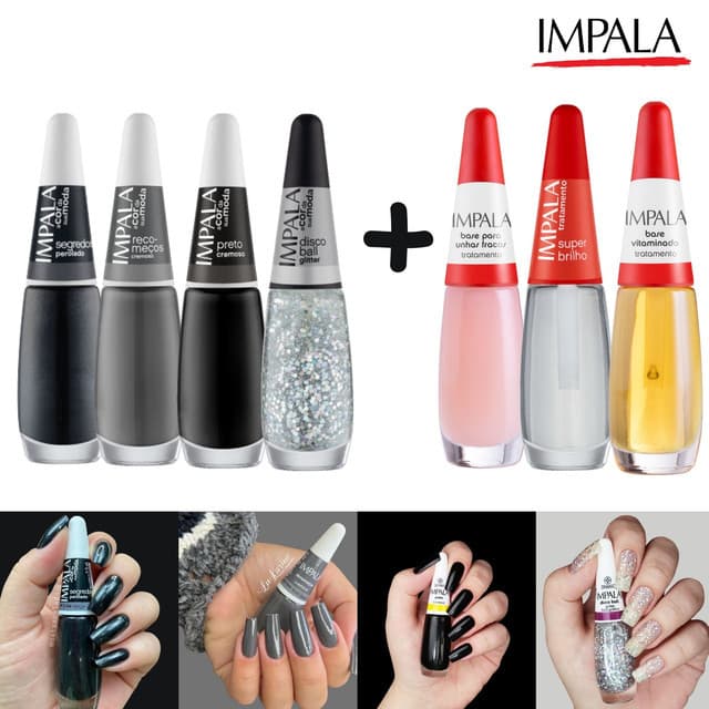 Esmaltes Impala Tons Preto e Cinza Esmaltes Atacado
