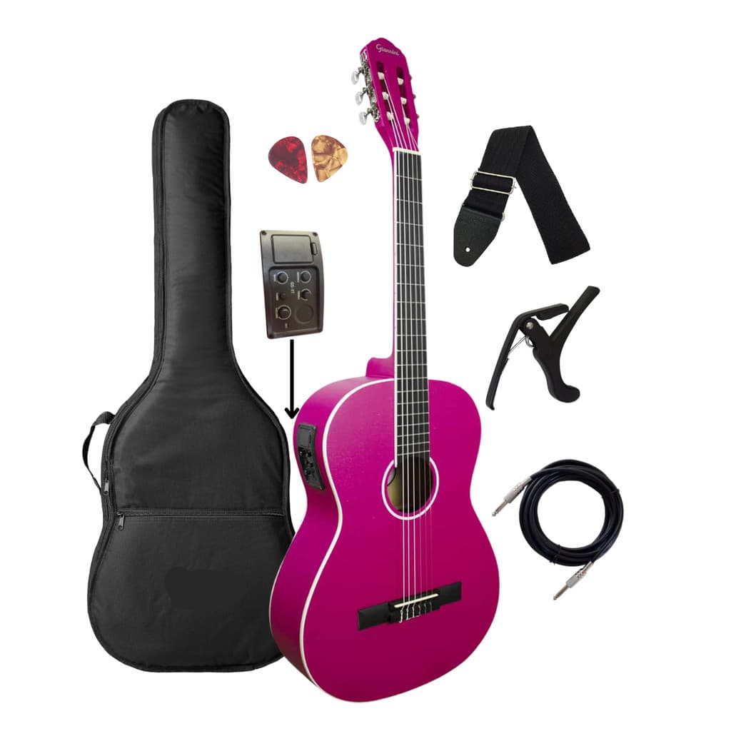 Violão Giannini Elétrico N-14 EQ PKS Pink Satin + Acessórios