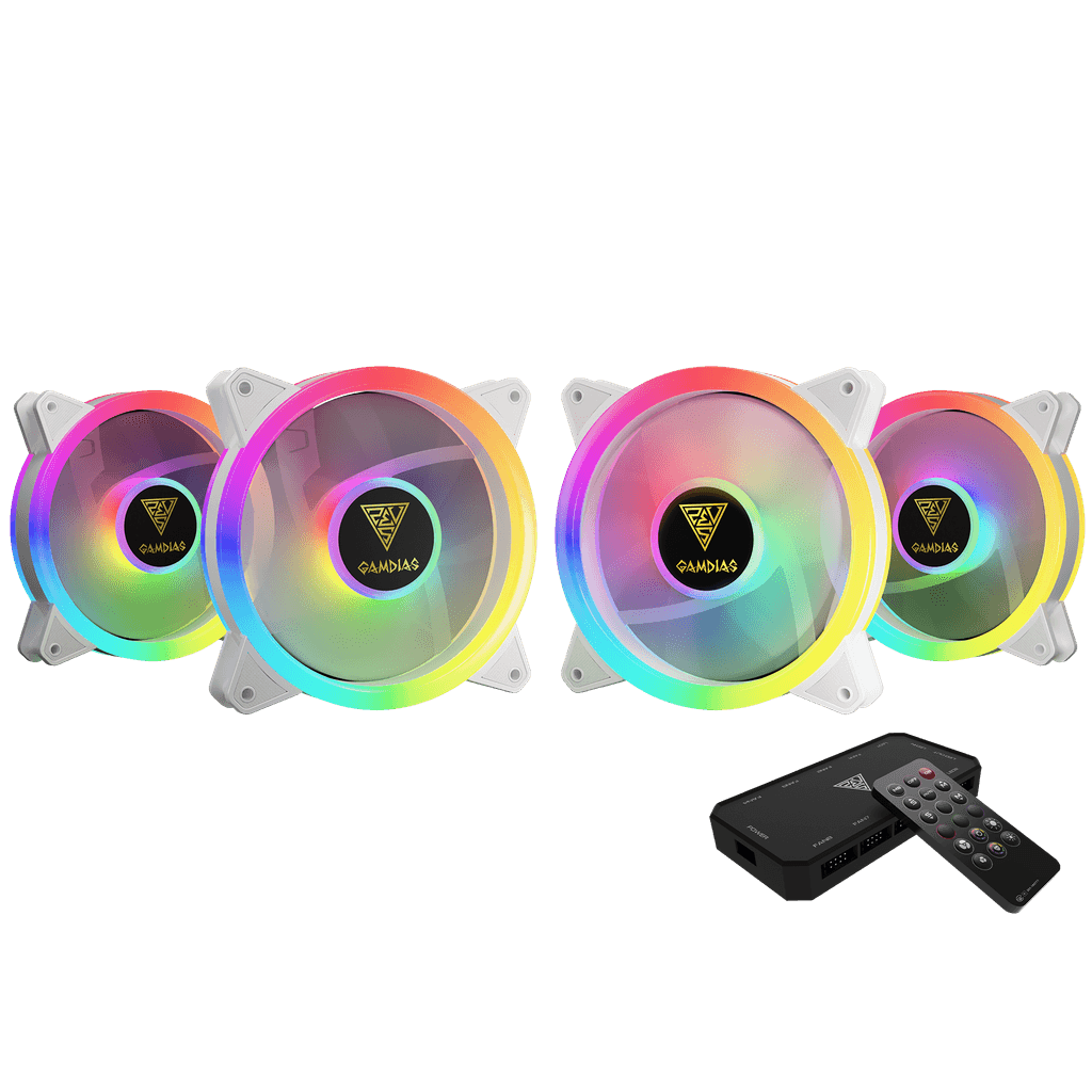 Kit 4 Fans RGB Gamdias Aeolus Branco M2-1204R WH
