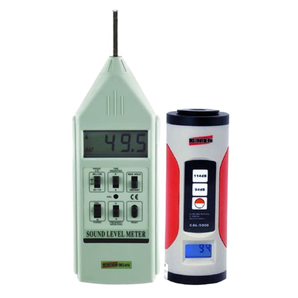 Kit Decibelímetro Digital Faixa 30 A 130Db Dec-416 Ponderação Calibrador Acústico Ruído Cal-5000