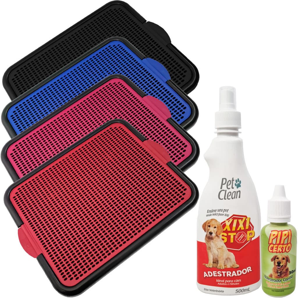 Kit Tapete Higiênico Canino Cachorro Cães Pipi Dog Plástico + Educador Sanitário Xixi Certo Xixi Não
