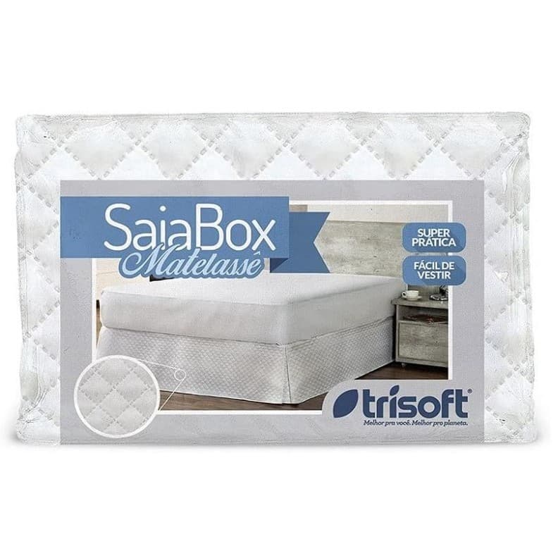Saia para Cama Box Matelassê Casal 1.38m x 1.88m x 35cm - Trisoft