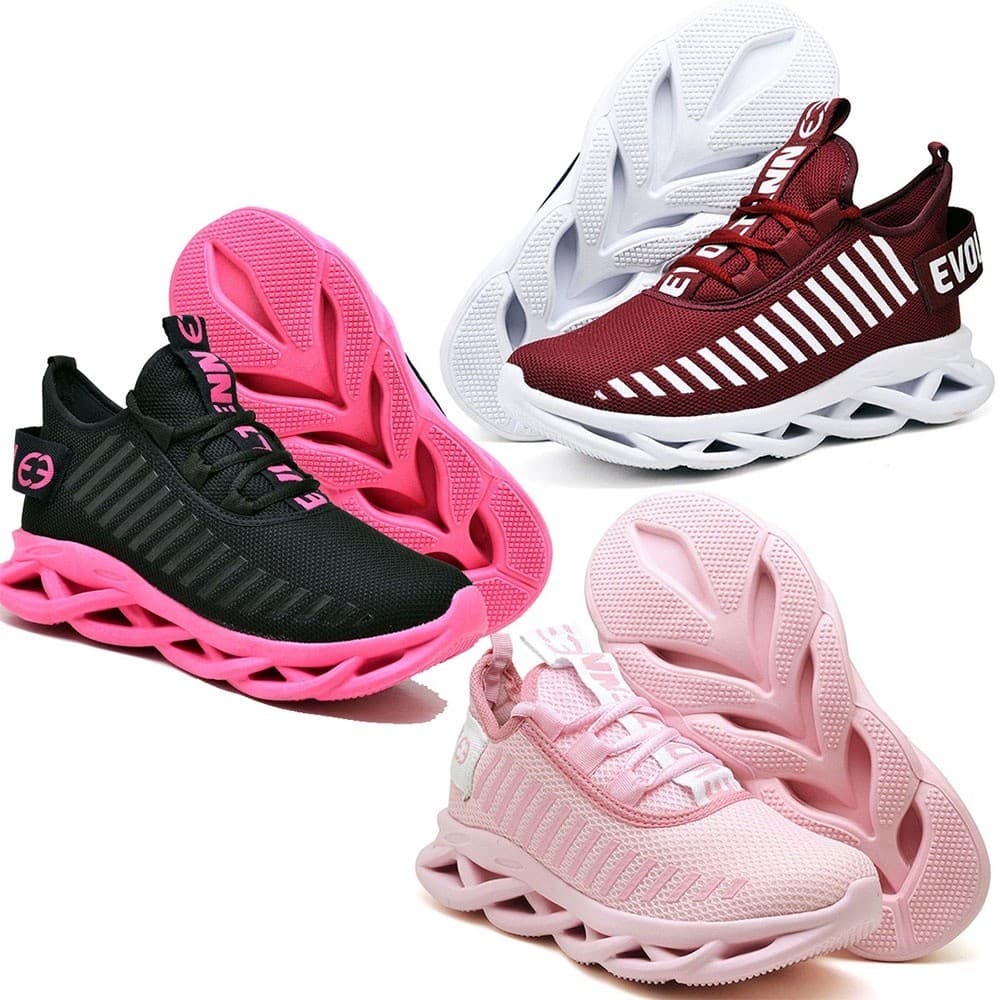 Kit 3 Tênis Feminino Corrida Evoltenn Trança Solado Moderno Cores Atuais Caminhada Crossfit Limitado