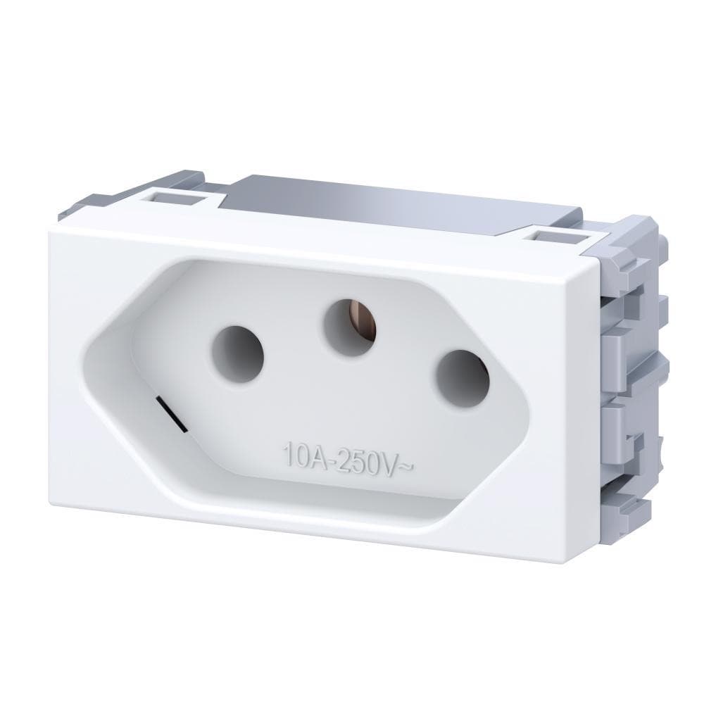 Módulo Tomada De Energia 2p+T 10 A/250 Vca Esatta Branco 16025496