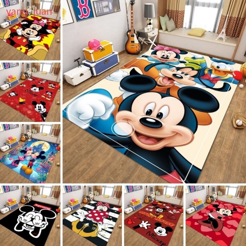 Tapete Disney Mickey Mouse Minnie Flannel Mat De Entrada De Desenho Animado Antideslizante Personalizável g56