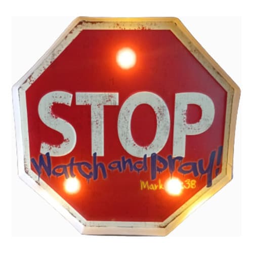 Painel Em Metal Stop Observe E Ore Decorativo Vintage Pilha