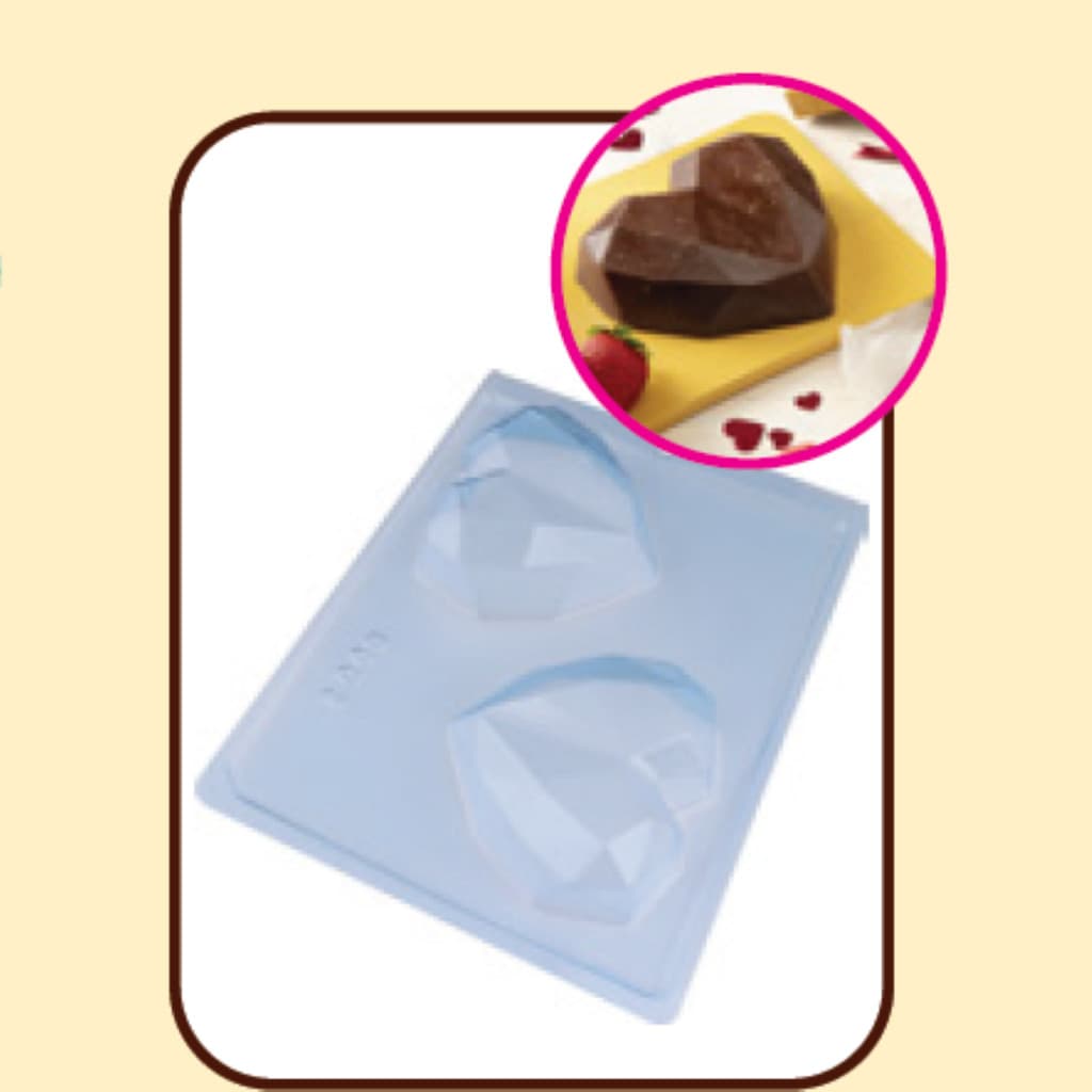 Forma com Silicone 3 partes para Chocolate Coração Diamante 200 g - Forma para chocolate - Forma ovo de Páscoa
