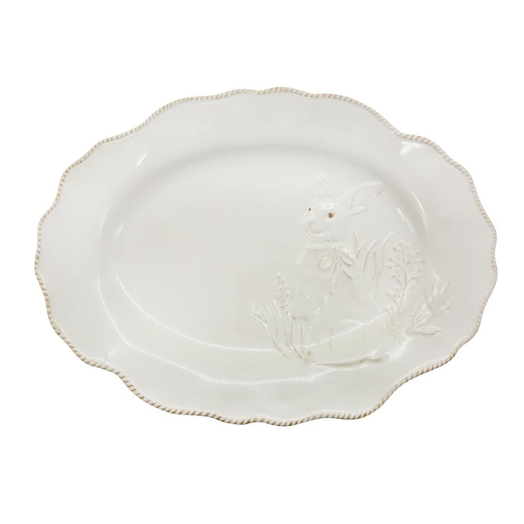 TRAVESSA OVAL COELHO LINHA RELEVO EM PORCELANA 35X26CM