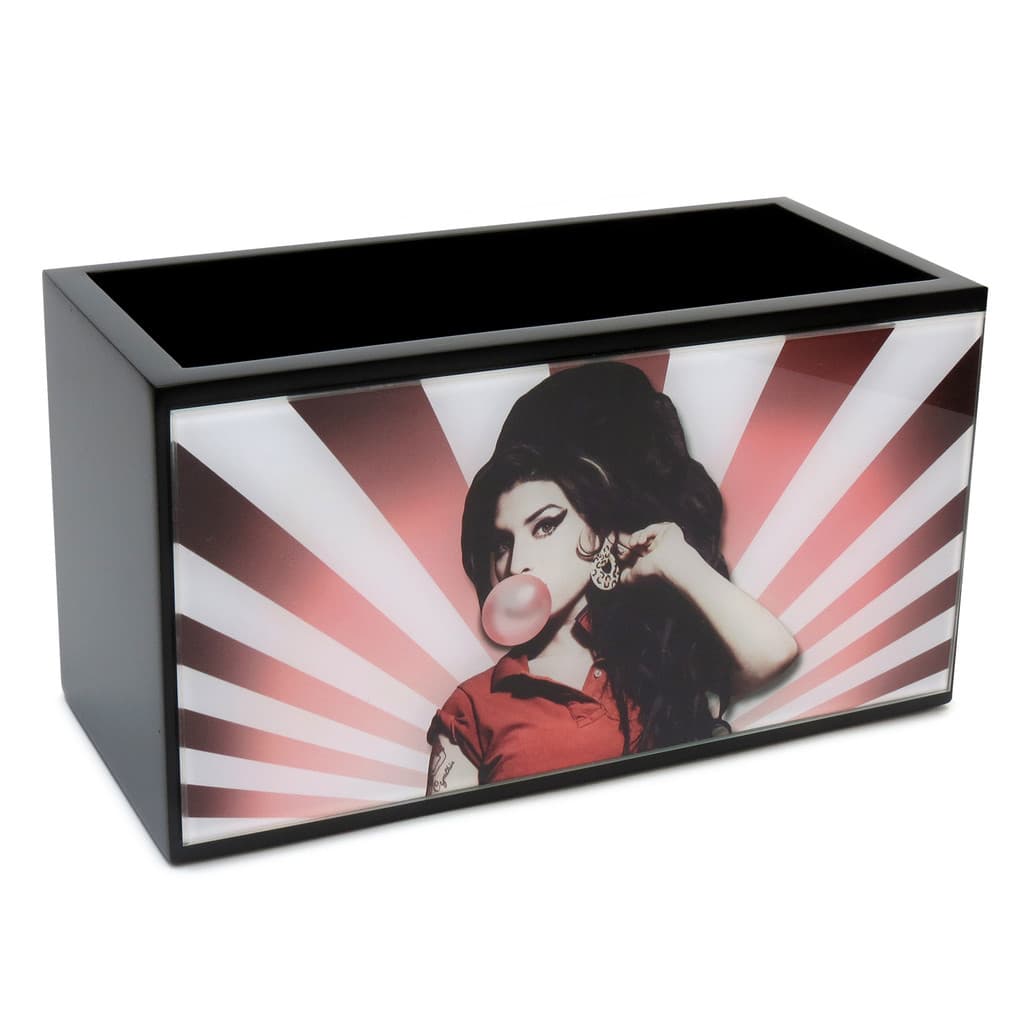 Porta Controle TV Amy Winehouse 5 Divisórias - Preto