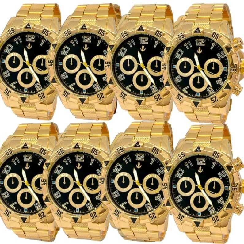 10 Relógio Masculino De Pulso Relógio dourado De aço relogio social Prata ou relógio Dourado 18k aço