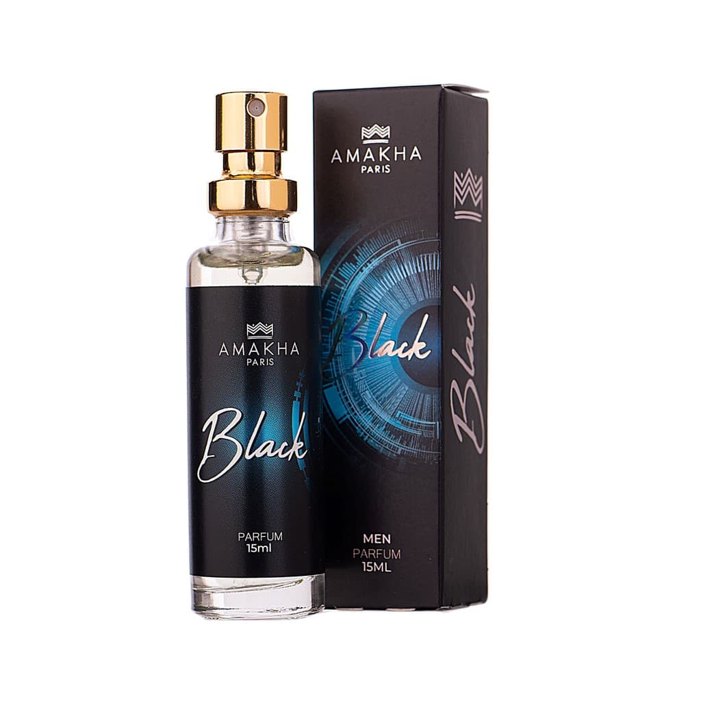 Perfume Masculino Black 15ml Original Amakha Paris | Fragrância Amadeirada Aromática