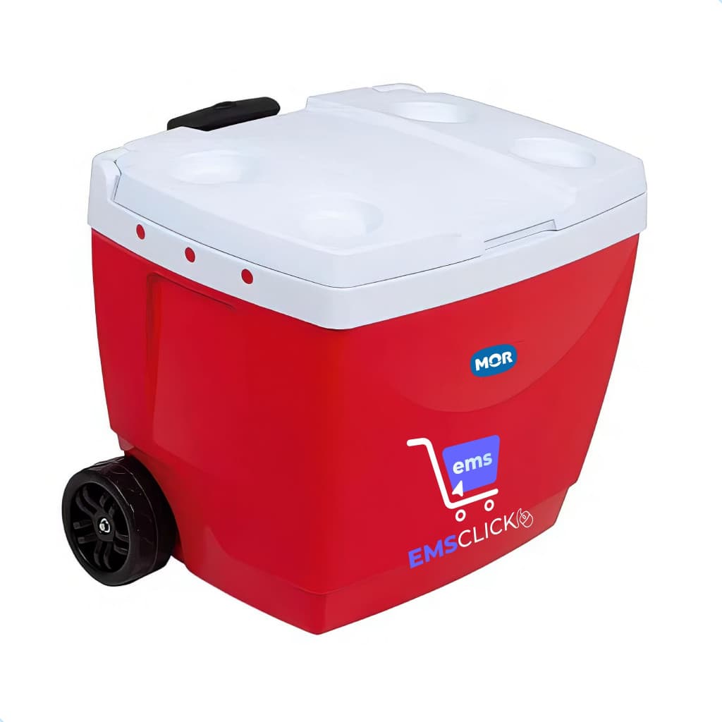 Cooler Caixa Térmica Mor 42 Litros com Rodinhas Vermelha com Alça Resistente Bebidas Cerveja Água