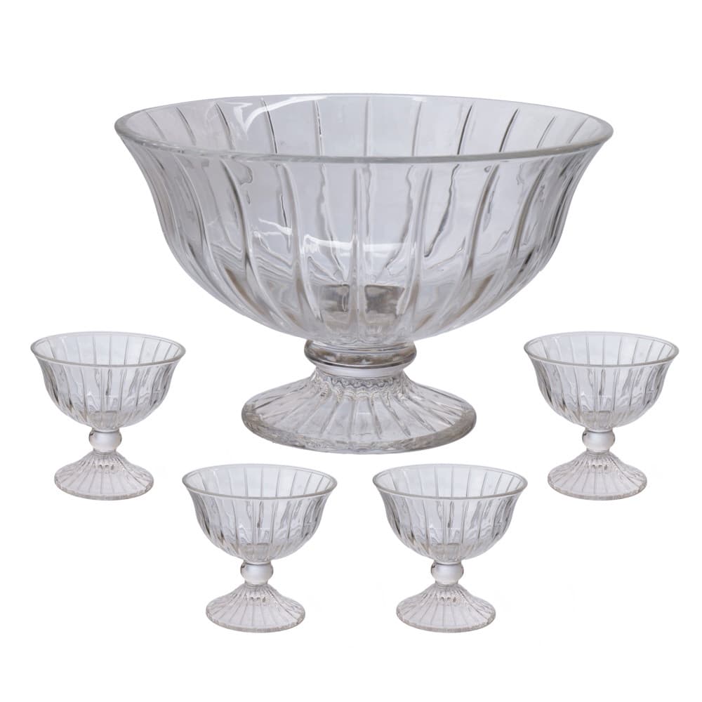 Conjunto De Sobremesa Com Pé de Vidro Melina 5 Peças