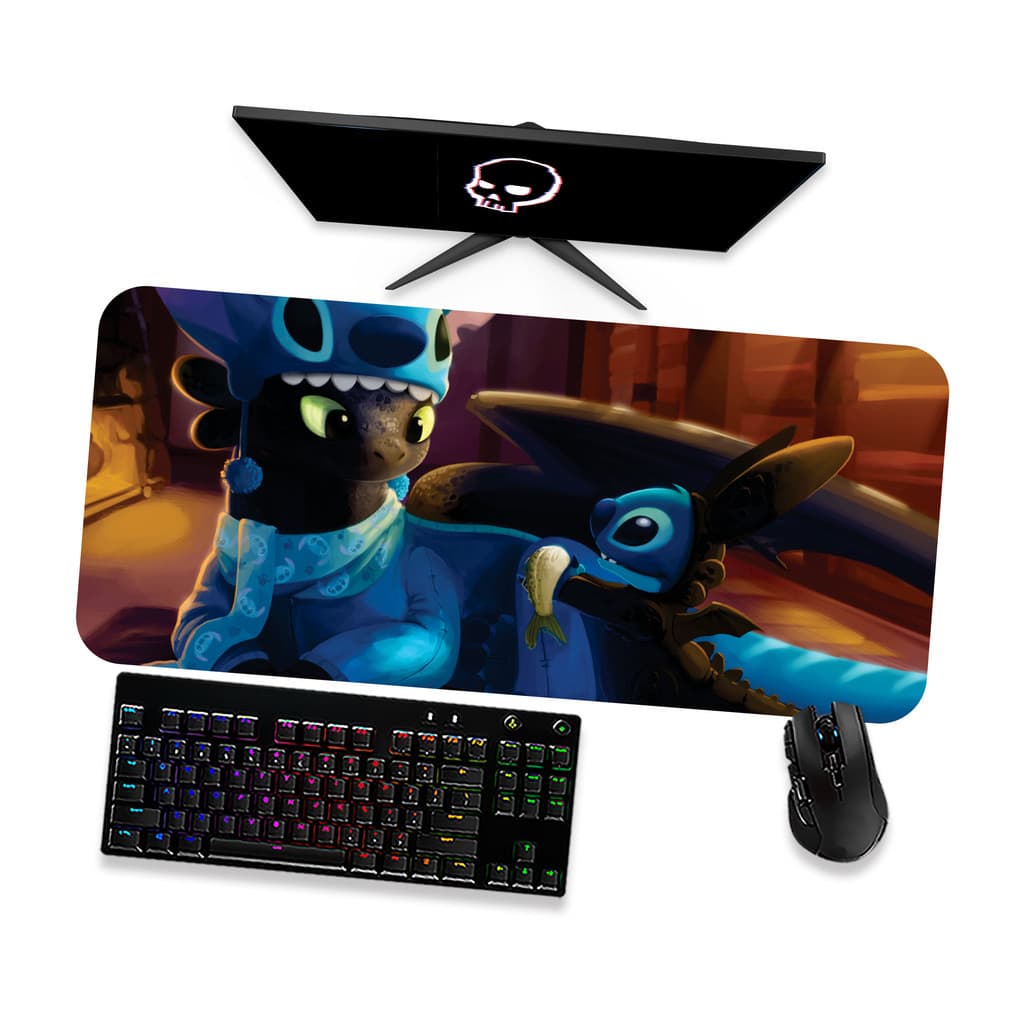 Mouse Pad Gamer Grande  Disney Lilo & Stitch e Banguela 7  90x40 80x40 60x40 70x30 45x40