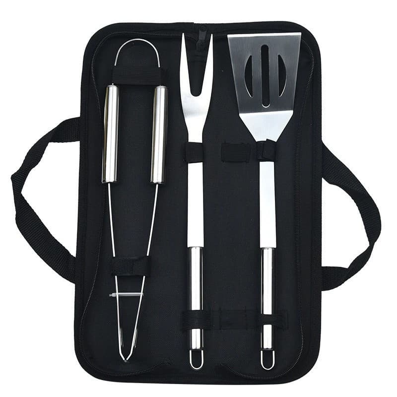 Kit de Churrasco de Conjunto de 3 Peças Aço Inox Com Estojo conjunto de facas e garfos portátil