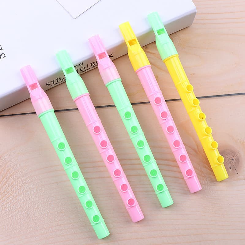 【5pcs】Trompete gravador de 6 furos em plástico colorido Trompete gravador infantil Flauta de instrumento Musical de brin