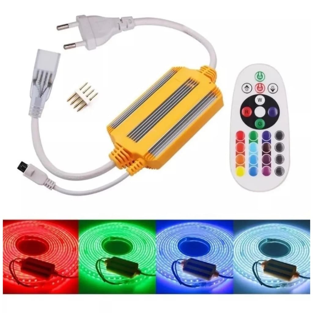 1/2/3/4 Controle Rgb Ip68 Mangueira De Led Chata Quadrada Fonte 220V
