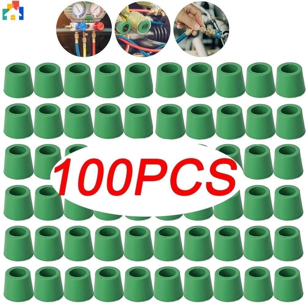 50/100Pcs Ar Condicionado Verde 1/4'Carregamento Da Válvula De Vedação Mangueira Kit De Reparo Do Coletor Carro Acessórios