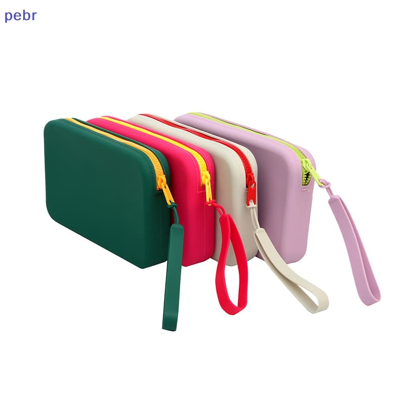 [pebr] Square Silicone Cosmetic Storage Bag, Waterproof Travel Makeup Brush Organizer [feng]