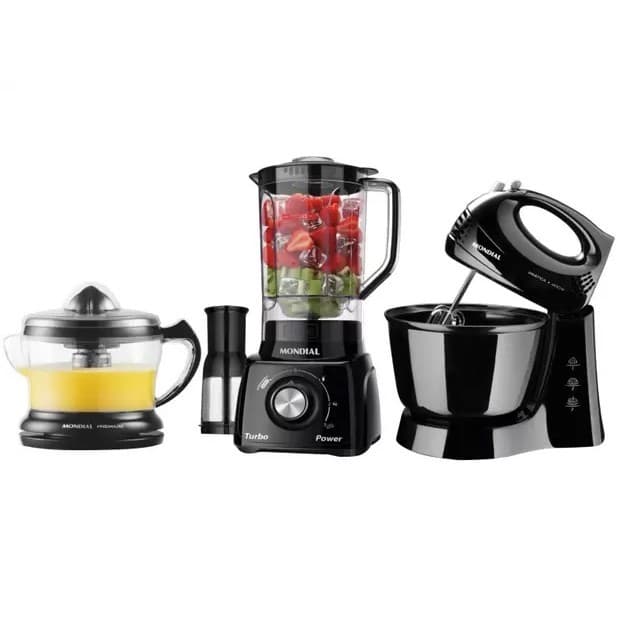 Kit Mondial Cozinha 3 em 1 Liquidificador Batedeira Espremedor 220V Original