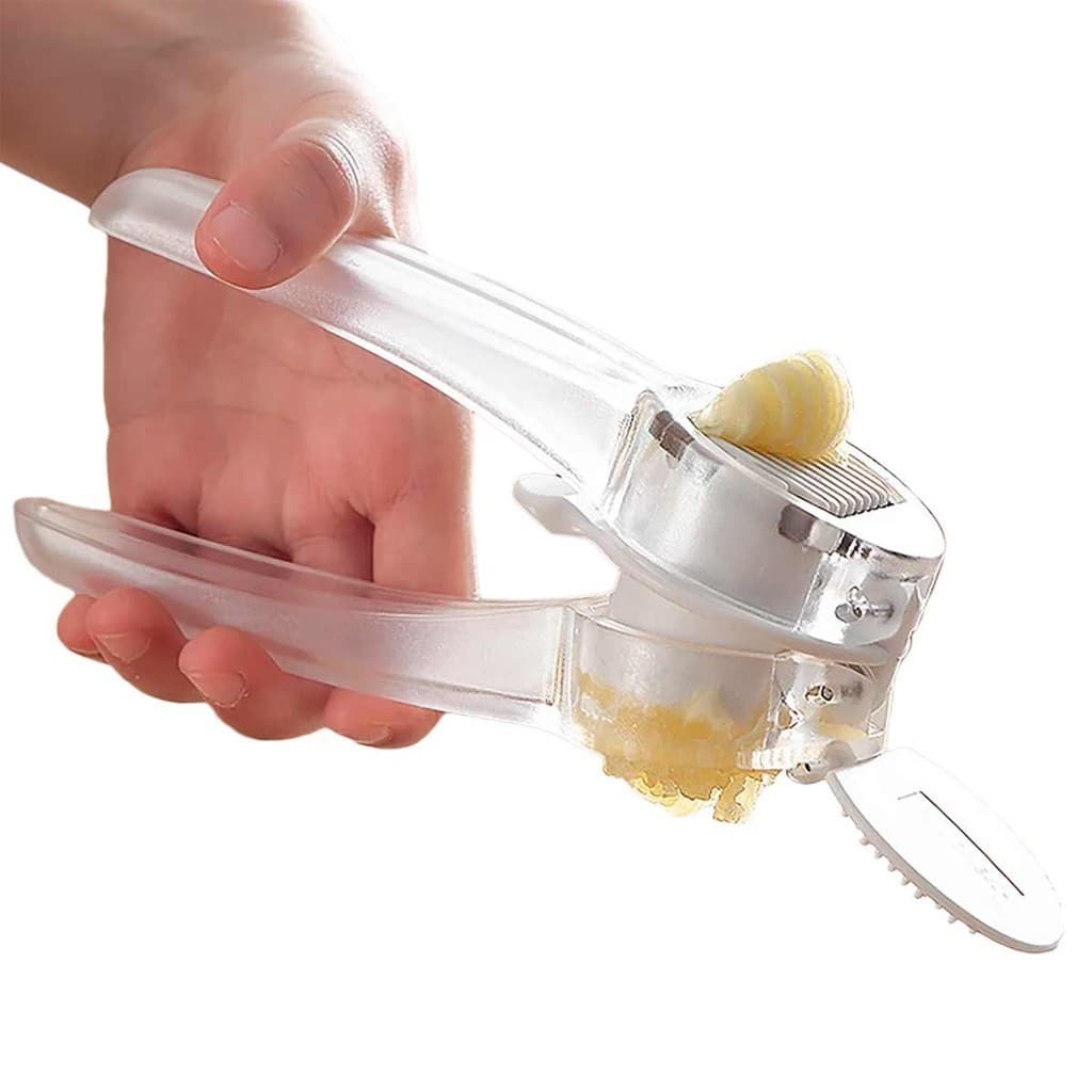 Espremedor e Fatiador de Alho 2 em 1 Cabo de Plástico ABS e Lâmina de Aço Inox para Cozinha